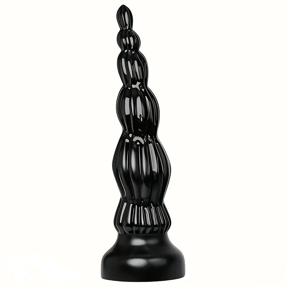 Black ribbed knot anal dildo, photo 1