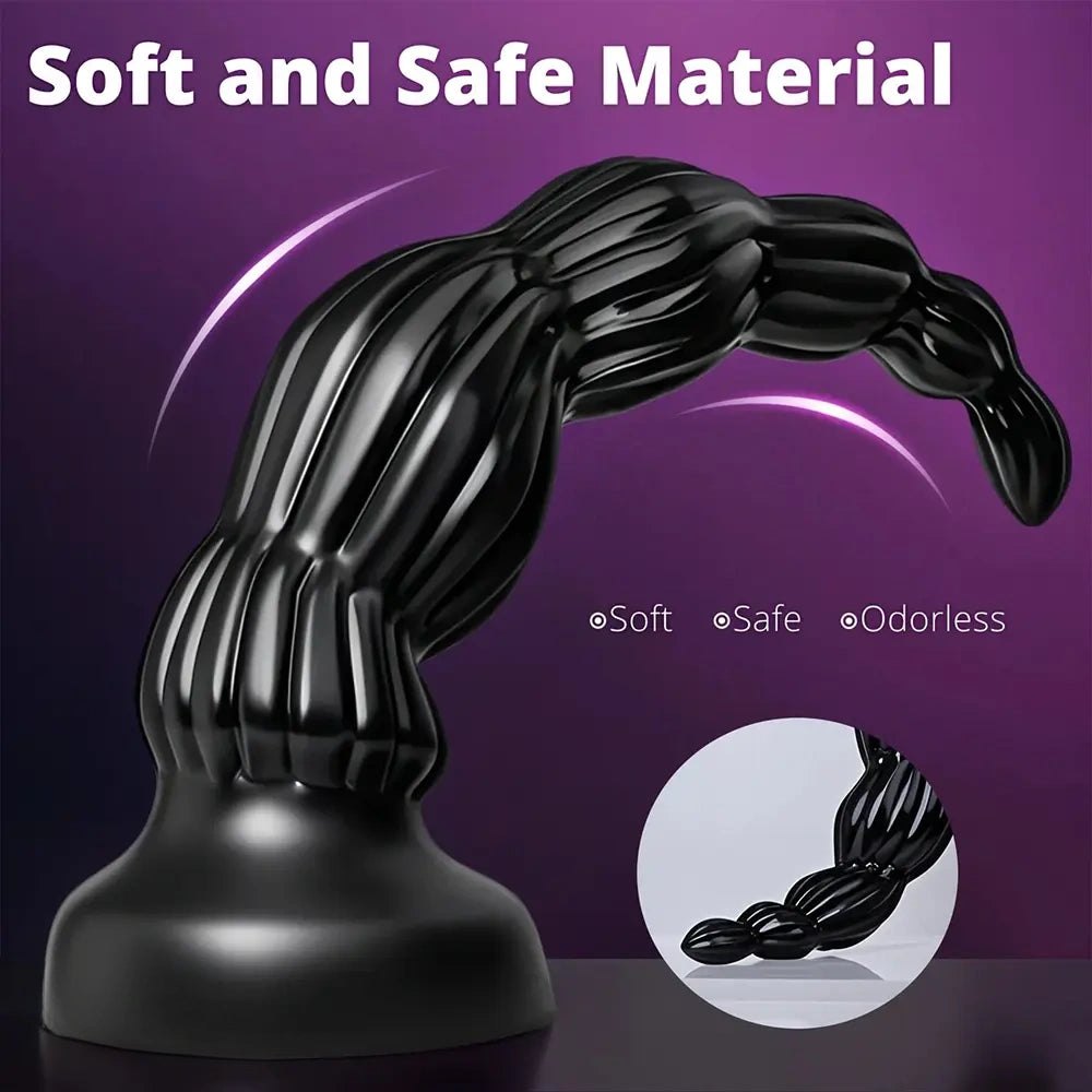 Black ribbed knot anal dildo, photo 2