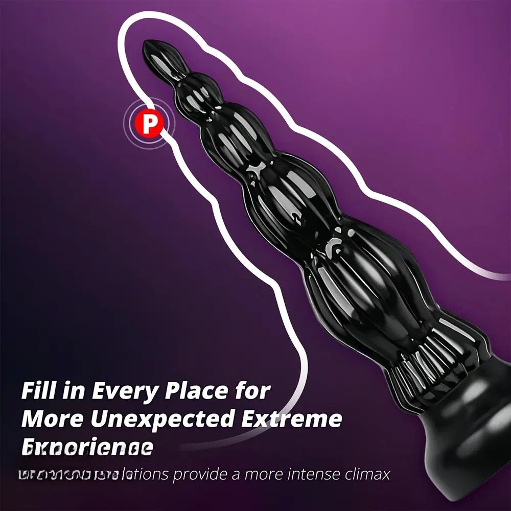 Black ribbed knot anal dildo, photo 3