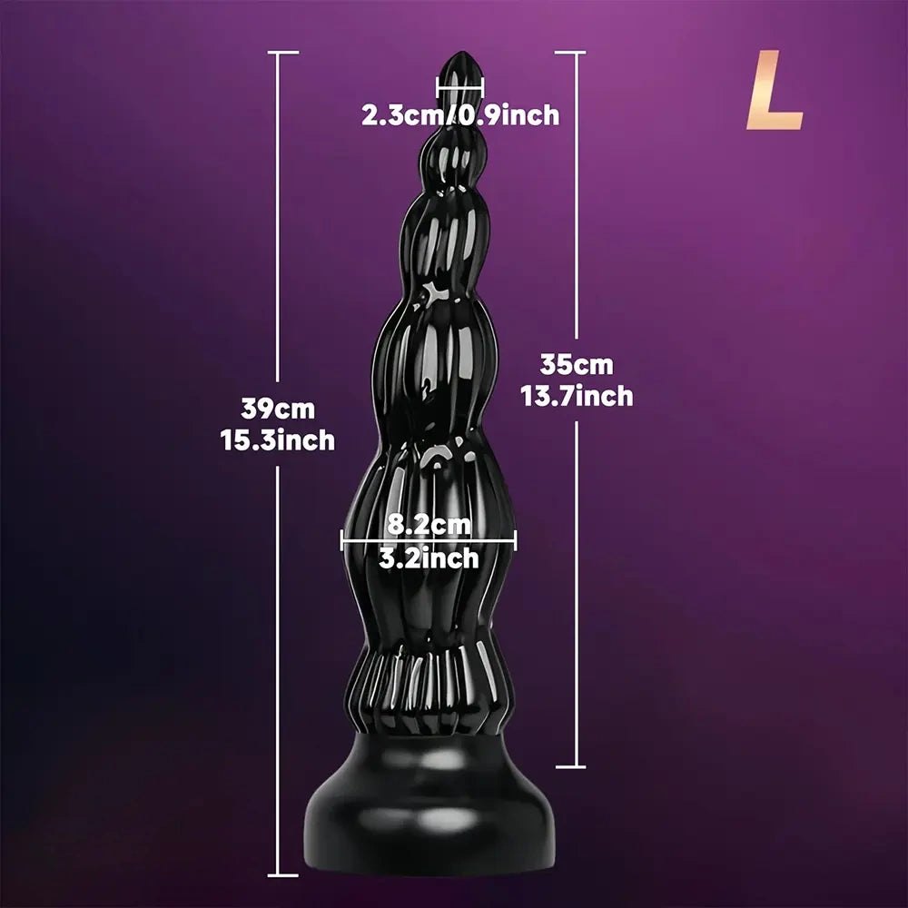 Black ribbed knot anal dildo, photo 5