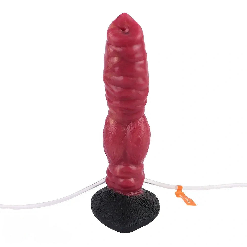 Red silicone ribbed knot dildo, photo 10