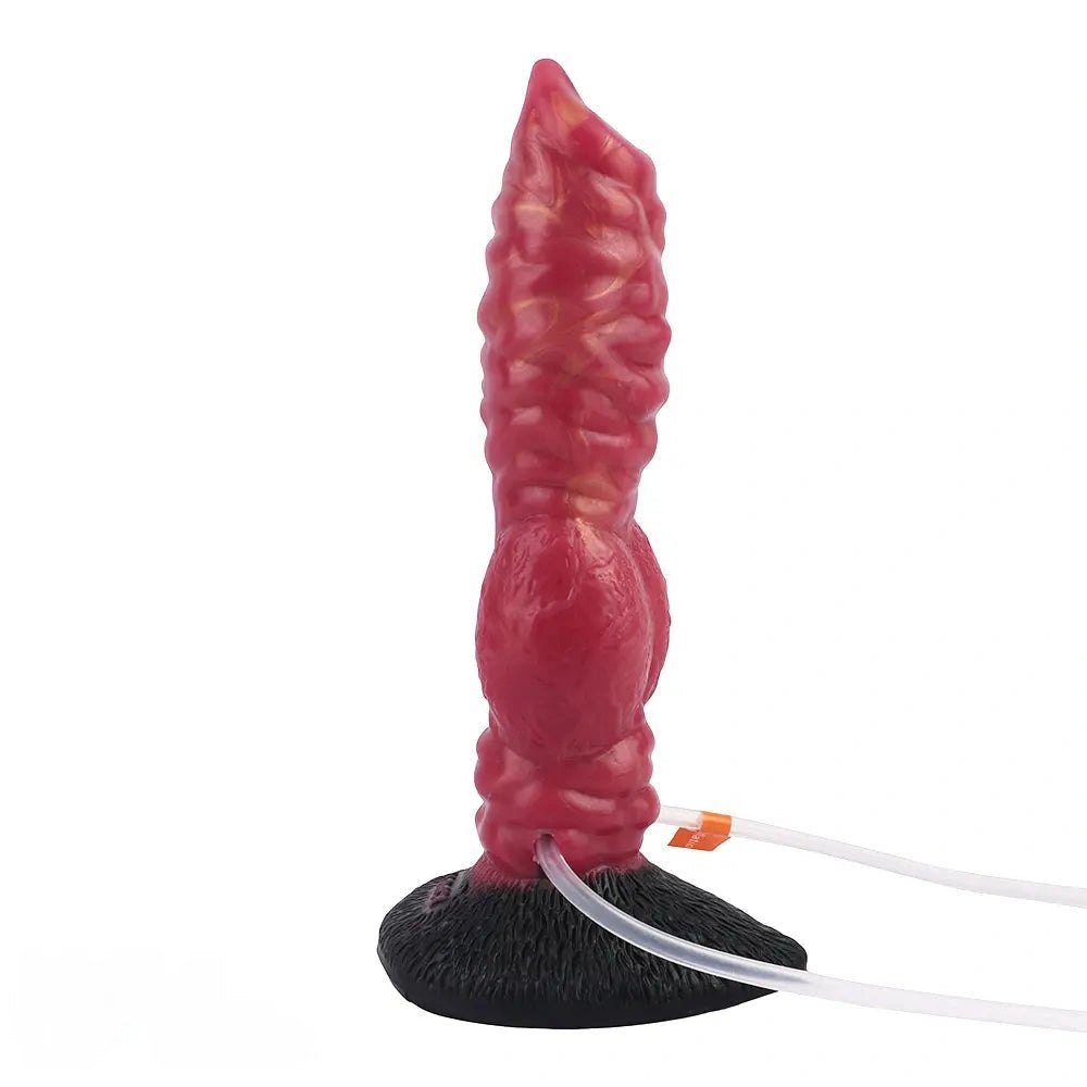 Red silicone ribbed knot dildo, photo 13