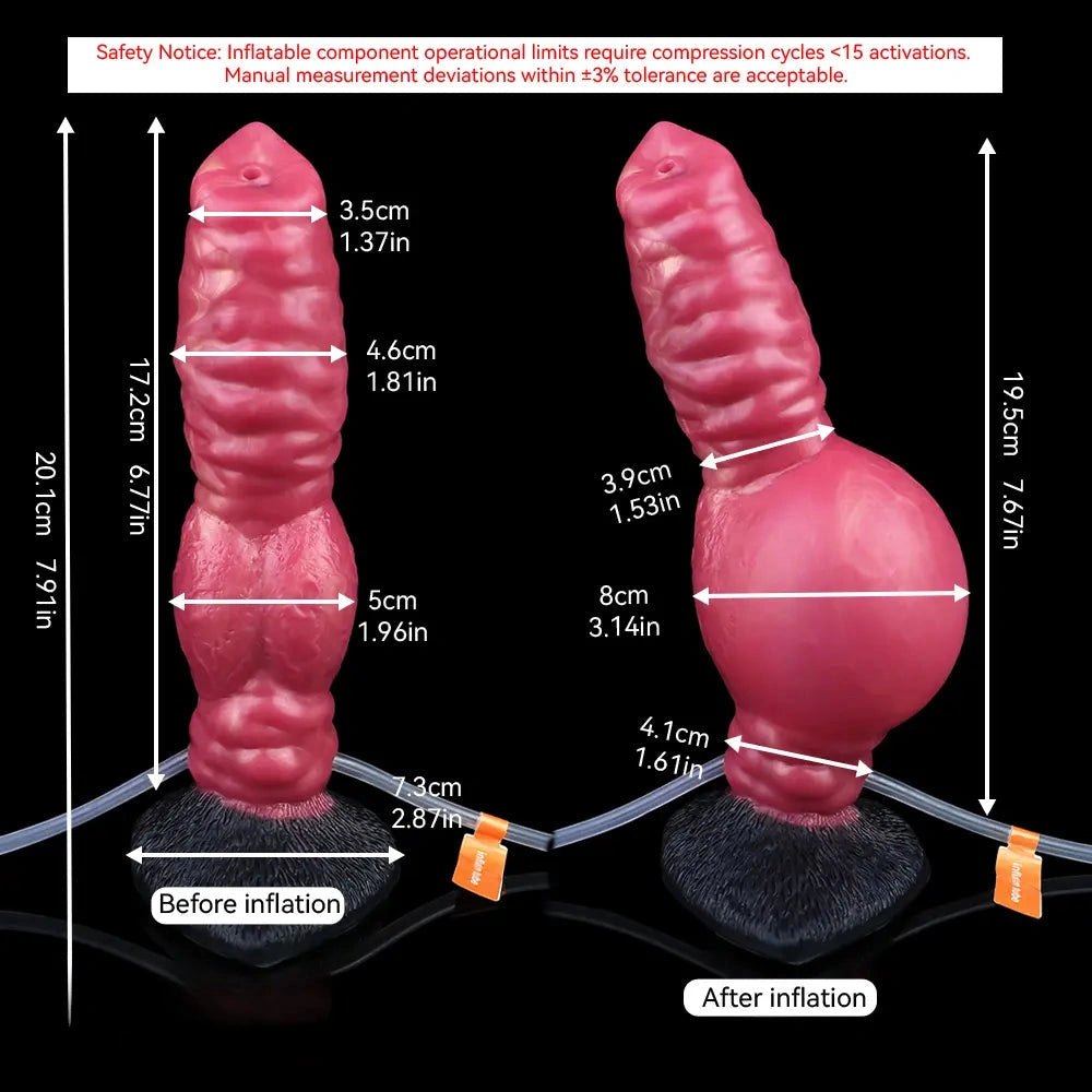 Red silicone ribbed knot dildo, photo 14