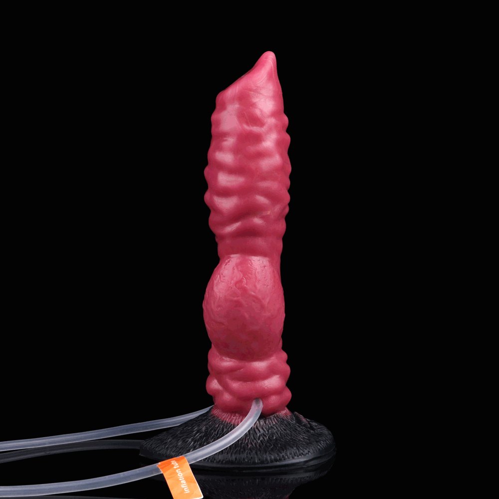 Red silicone ribbed knot dildo, photo 4