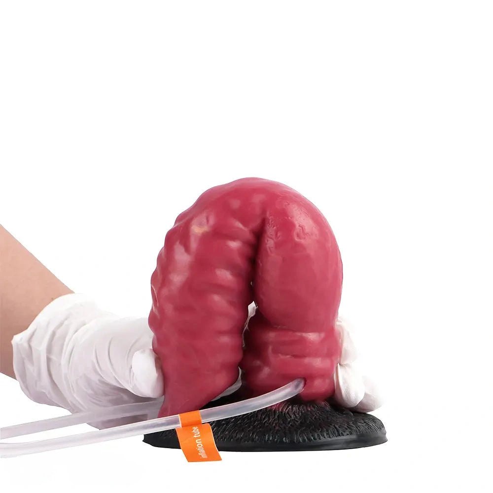 Red silicone ribbed knot dildo, photo 7