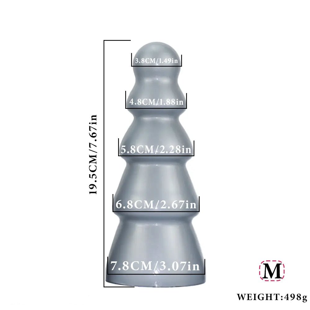 Silver metallic ribbed anal plug
