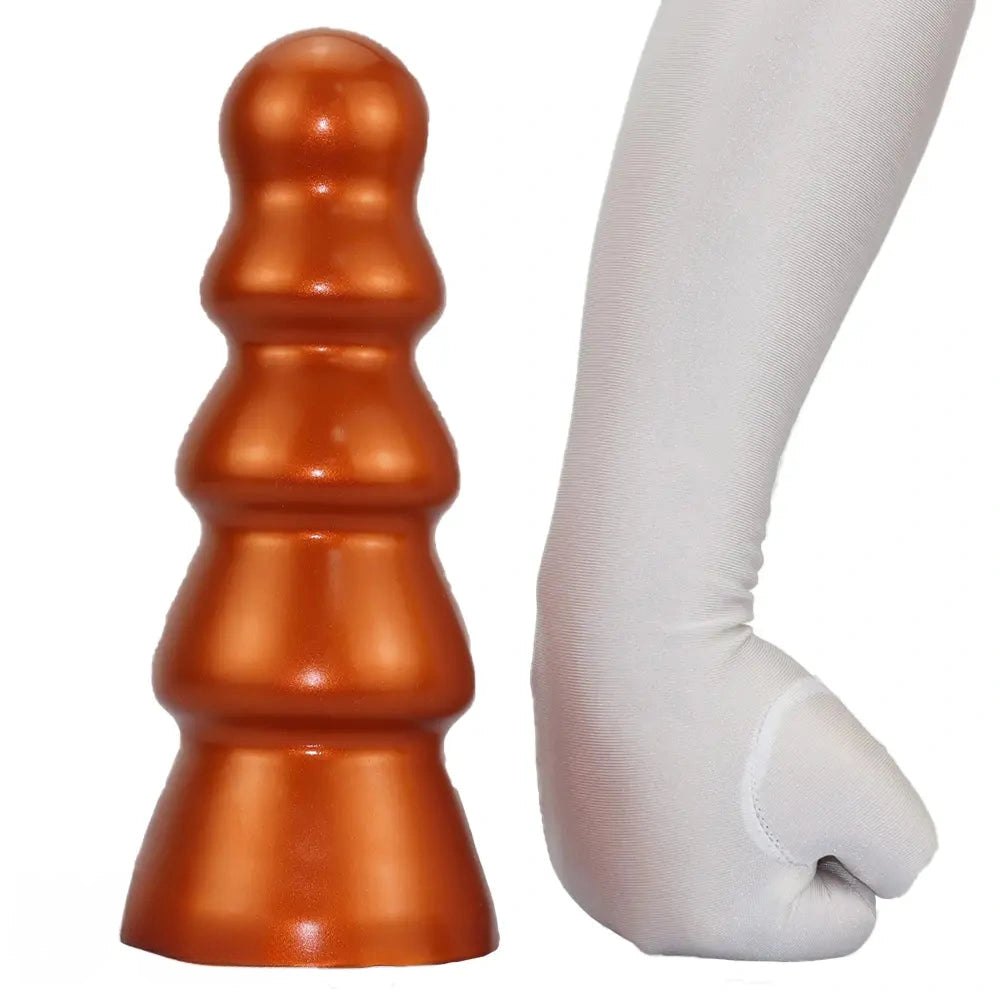 Metallic ribbed anal plug, photo 12
