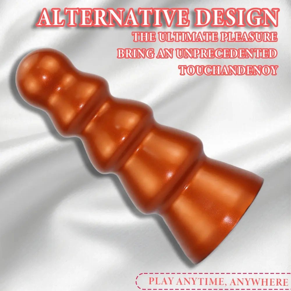 Metallic ribbed anal plug, photo 13