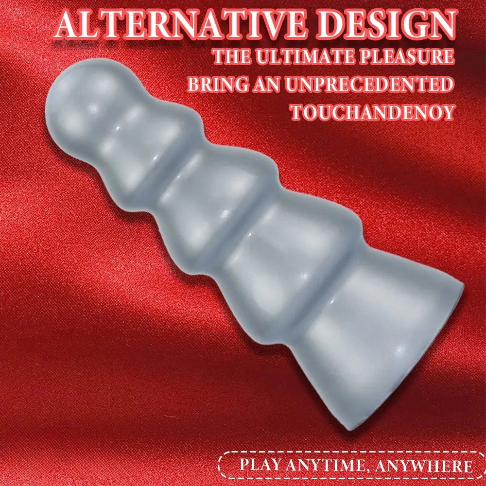 Metallic ribbed anal plug, photo 14