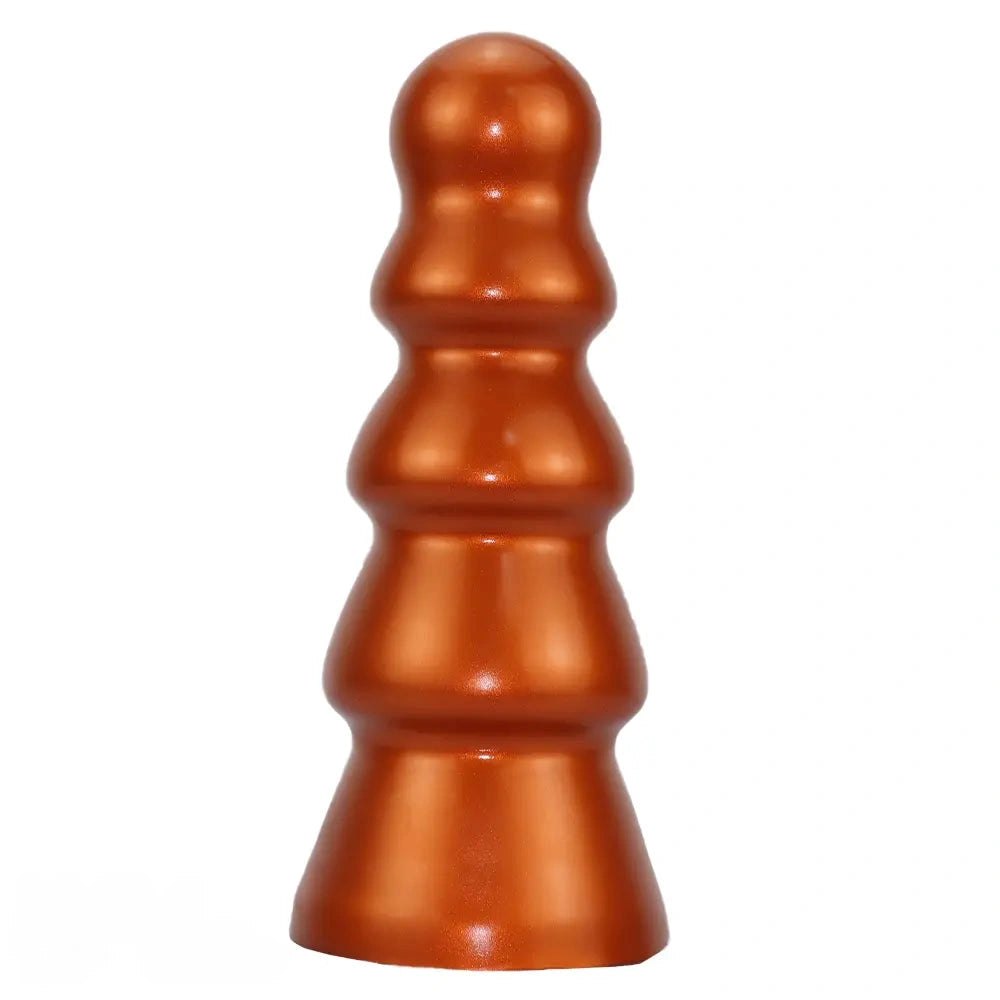 Metallic ribbed anal plug, photo 2