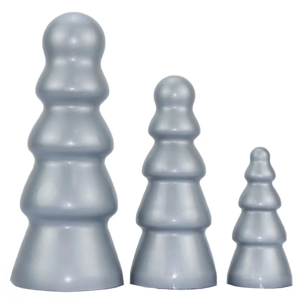 Metallic ribbed anal plug, photo 3