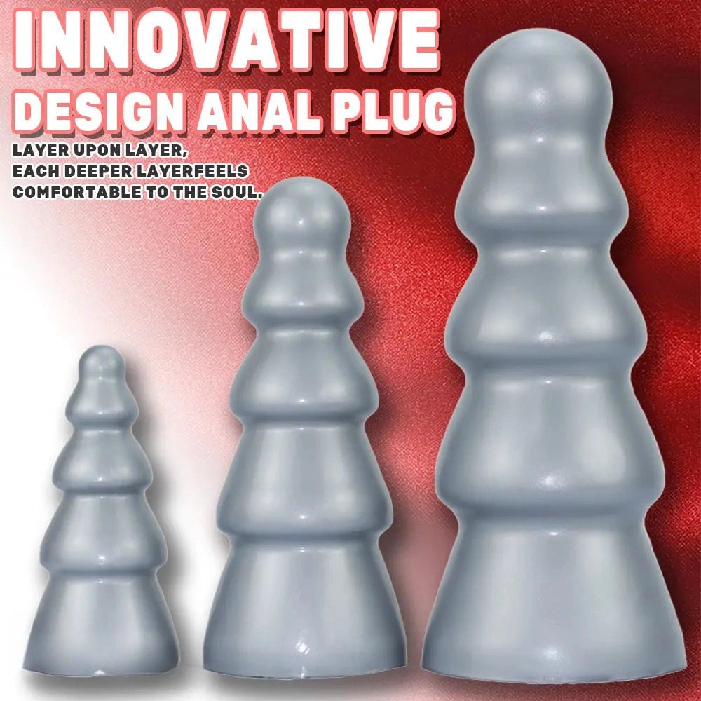 Metallic ribbed anal plug, photo 4
