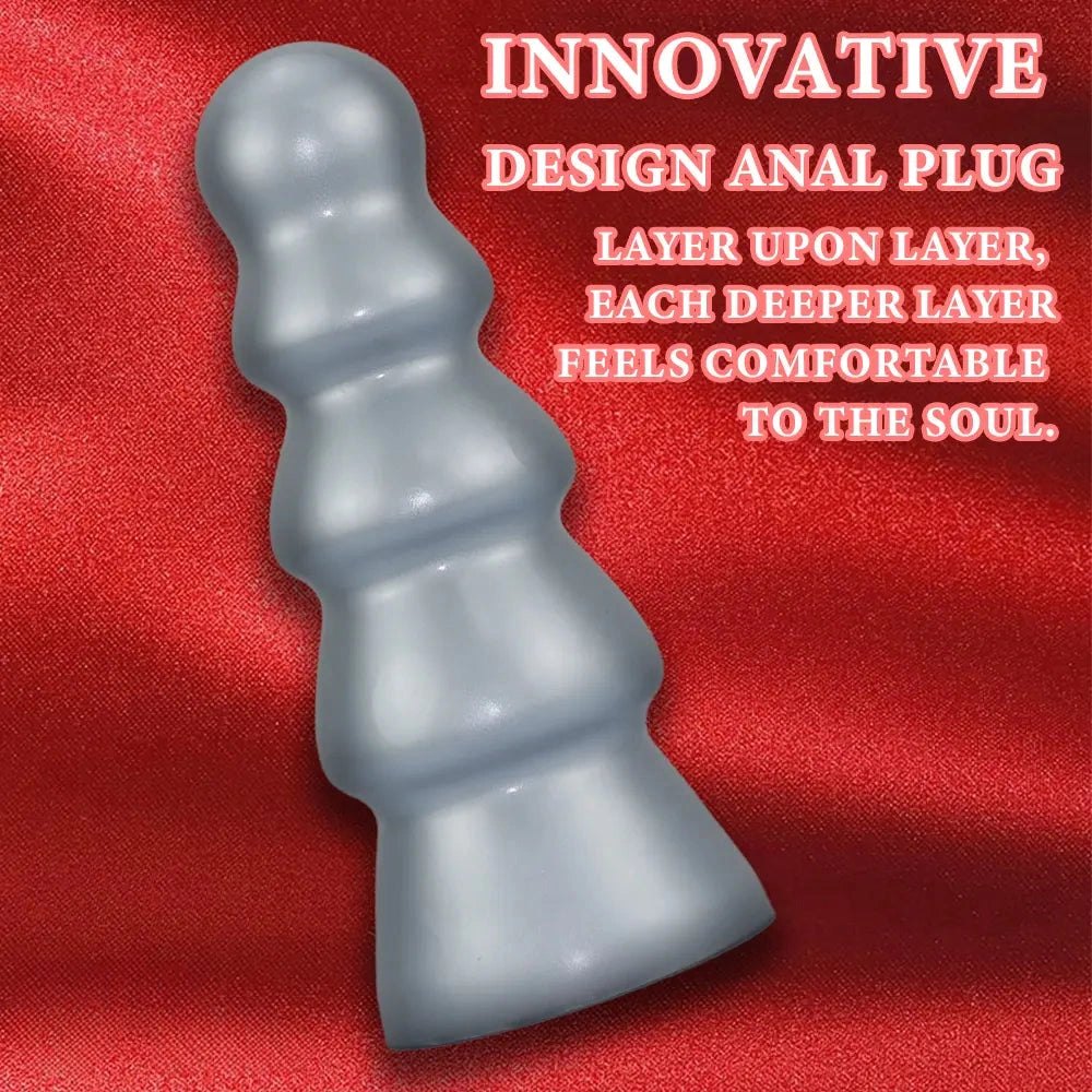 Metallic ribbed anal plug, photo 6