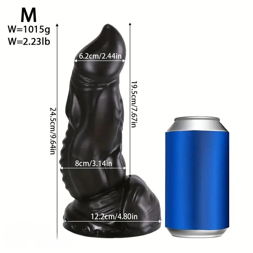 Black ribbed monster fantasy pvc dildo
