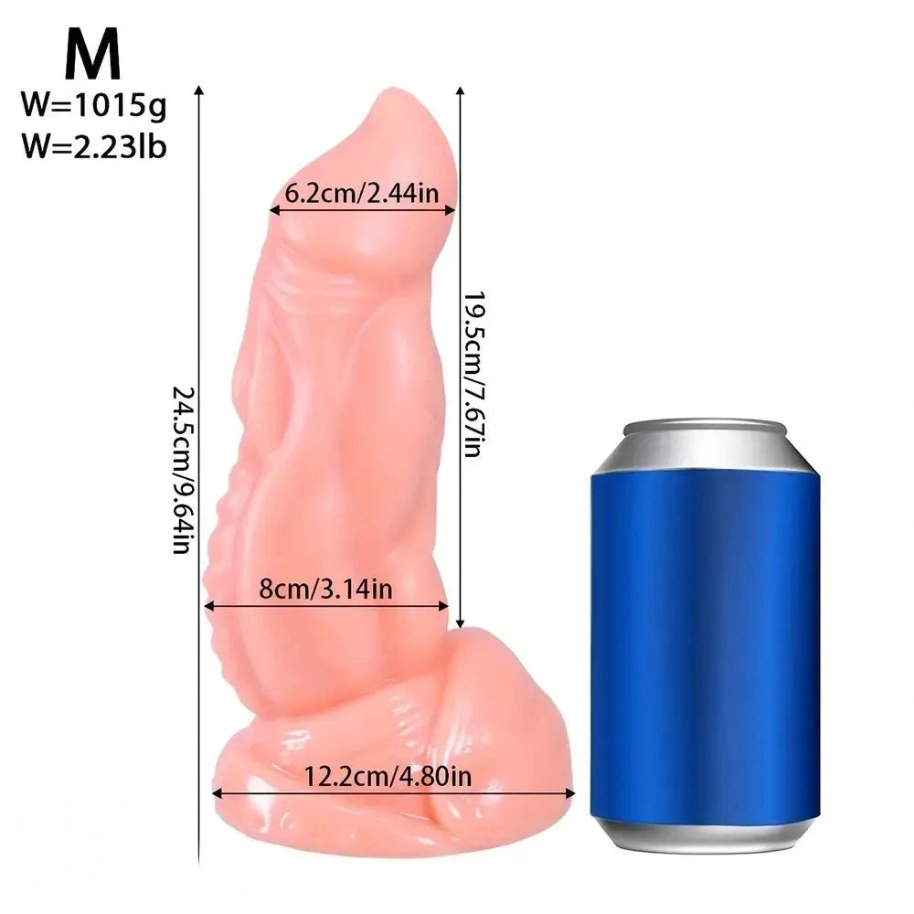 Flesh ribbed monster fantasy pvc dildo