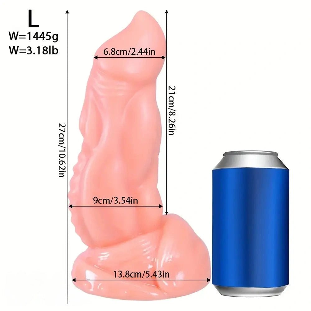 Flesh ribbed monster fantasy pvc dildo