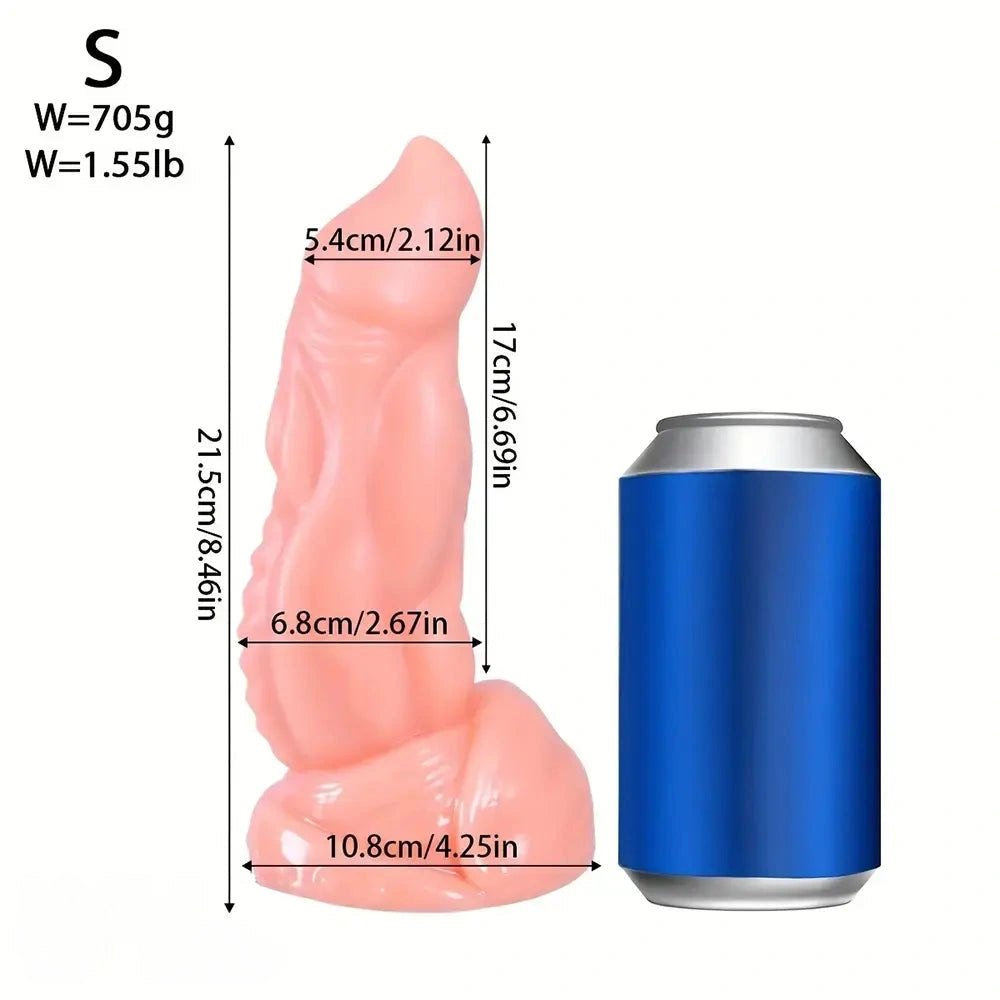 Flesh ribbed monster fantasy pvc dildo