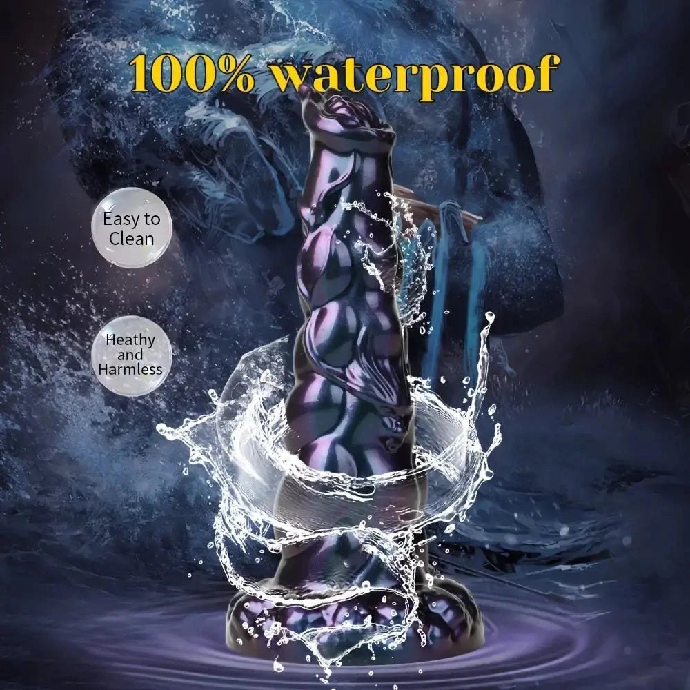 Purple ribbed monster silicone dildo, photo 10