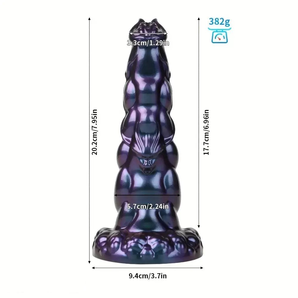 Purple ribbed monster silicone dildo, photo 2