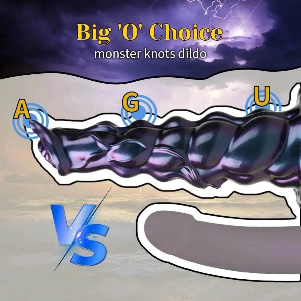 Purple ribbed monster silicone dildo, photo 5