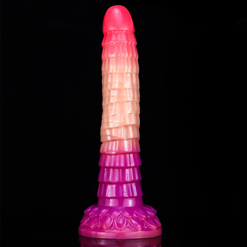 Ombre Purple ribbed ombre liquid silicone animal dildo