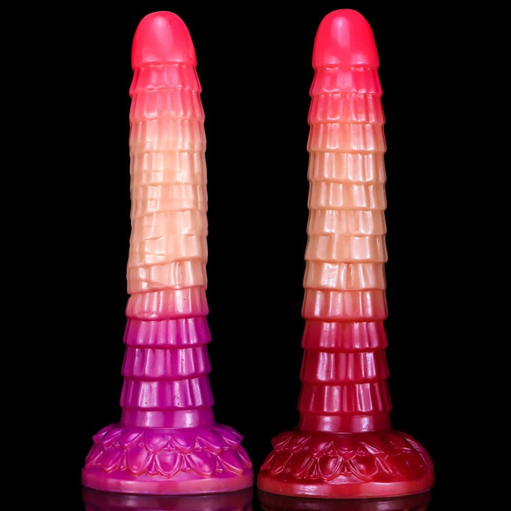 Ribbed ombre liquid silicone animal dildo, photo 1