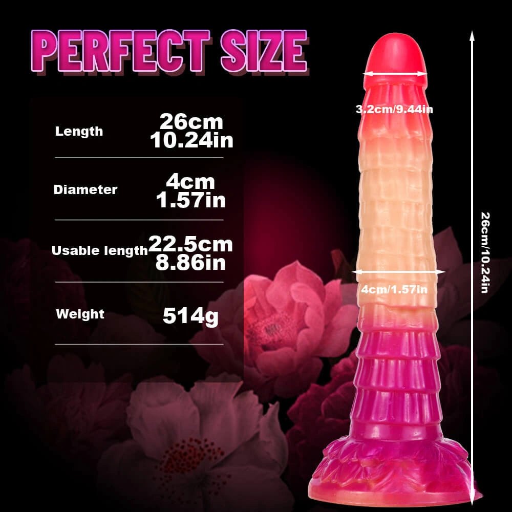 Ribbed ombre liquid silicone animal dildo, photo 10