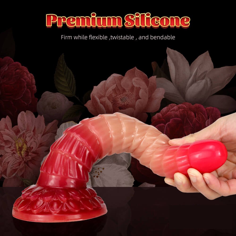 Ribbed ombre liquid silicone animal dildo, photo 11