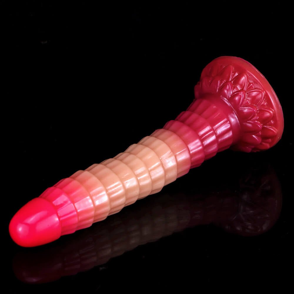 Ribbed ombre liquid silicone animal dildo, photo 2