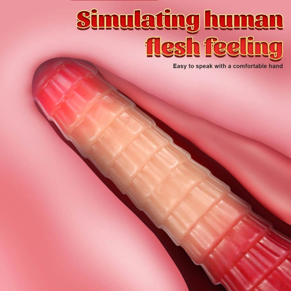 Ribbed ombre liquid silicone animal dildo, photo 5