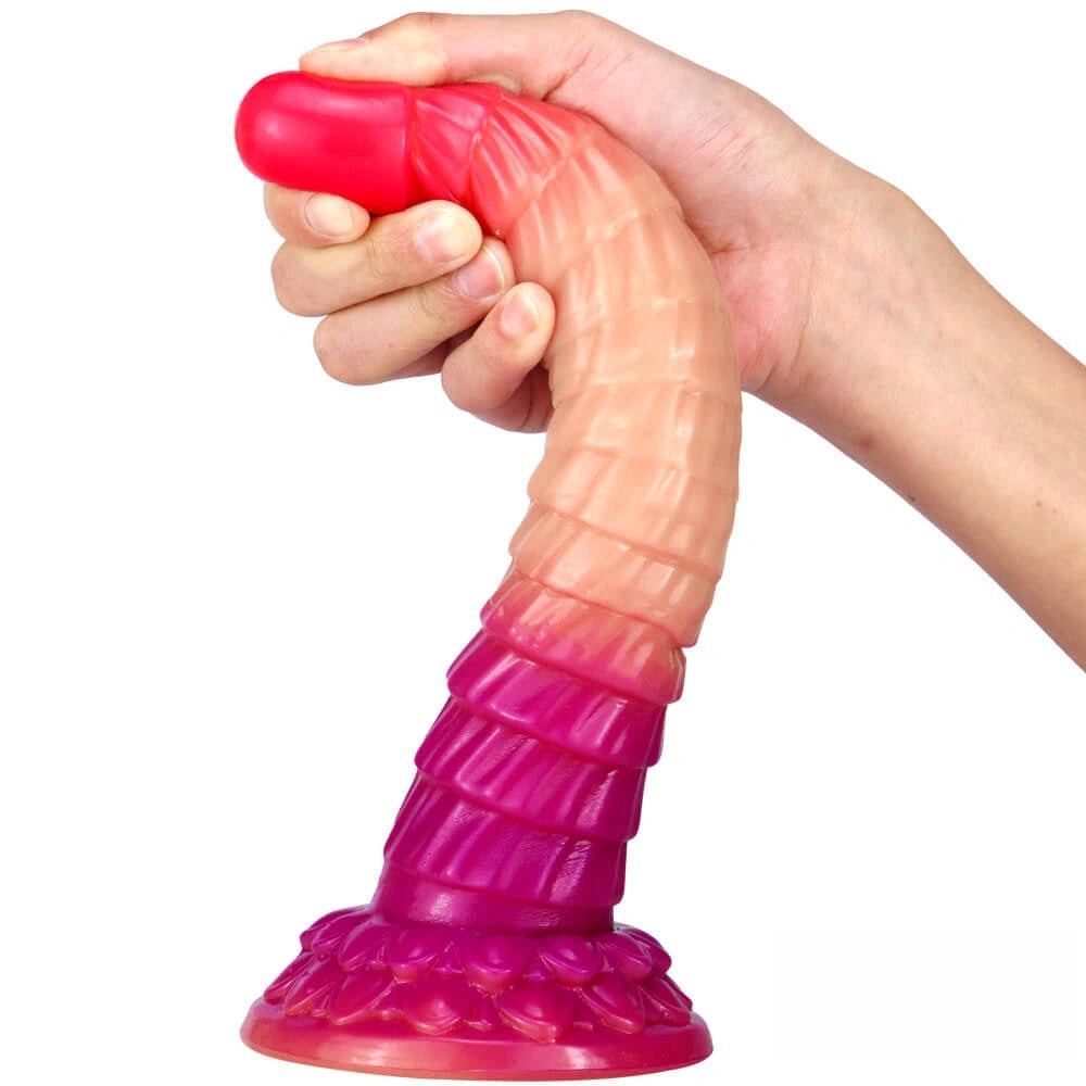 Ribbed ombre liquid silicone animal dildo, photo 6