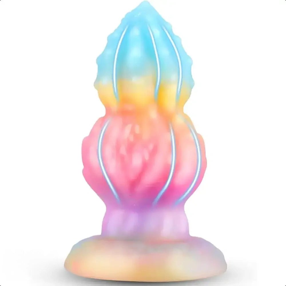 Pastel rainbow ribbed butt plug, photo 2