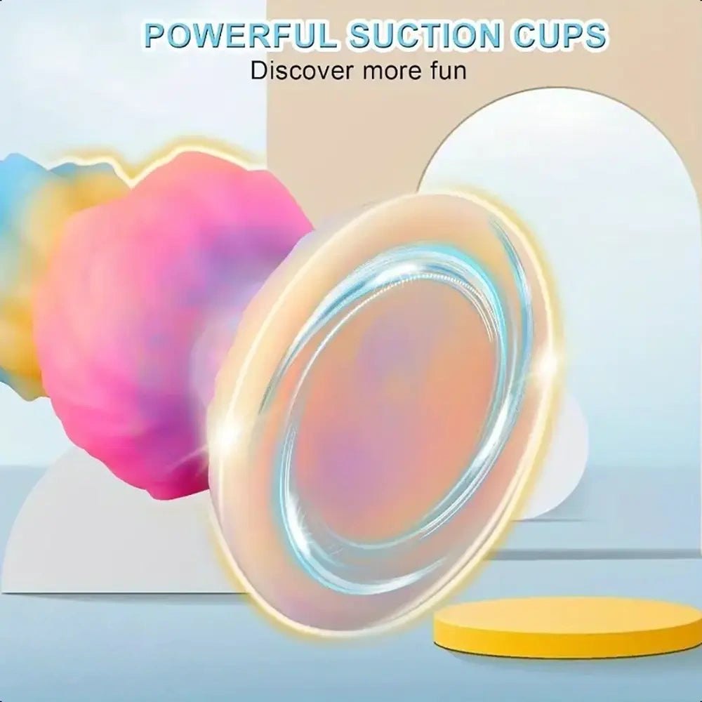 Pastel rainbow ribbed butt plug, photo 4