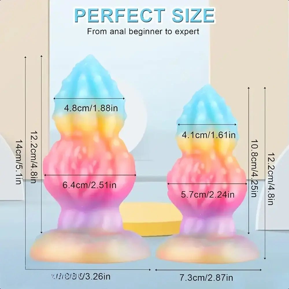 Pastel rainbow ribbed butt plug, photo 6