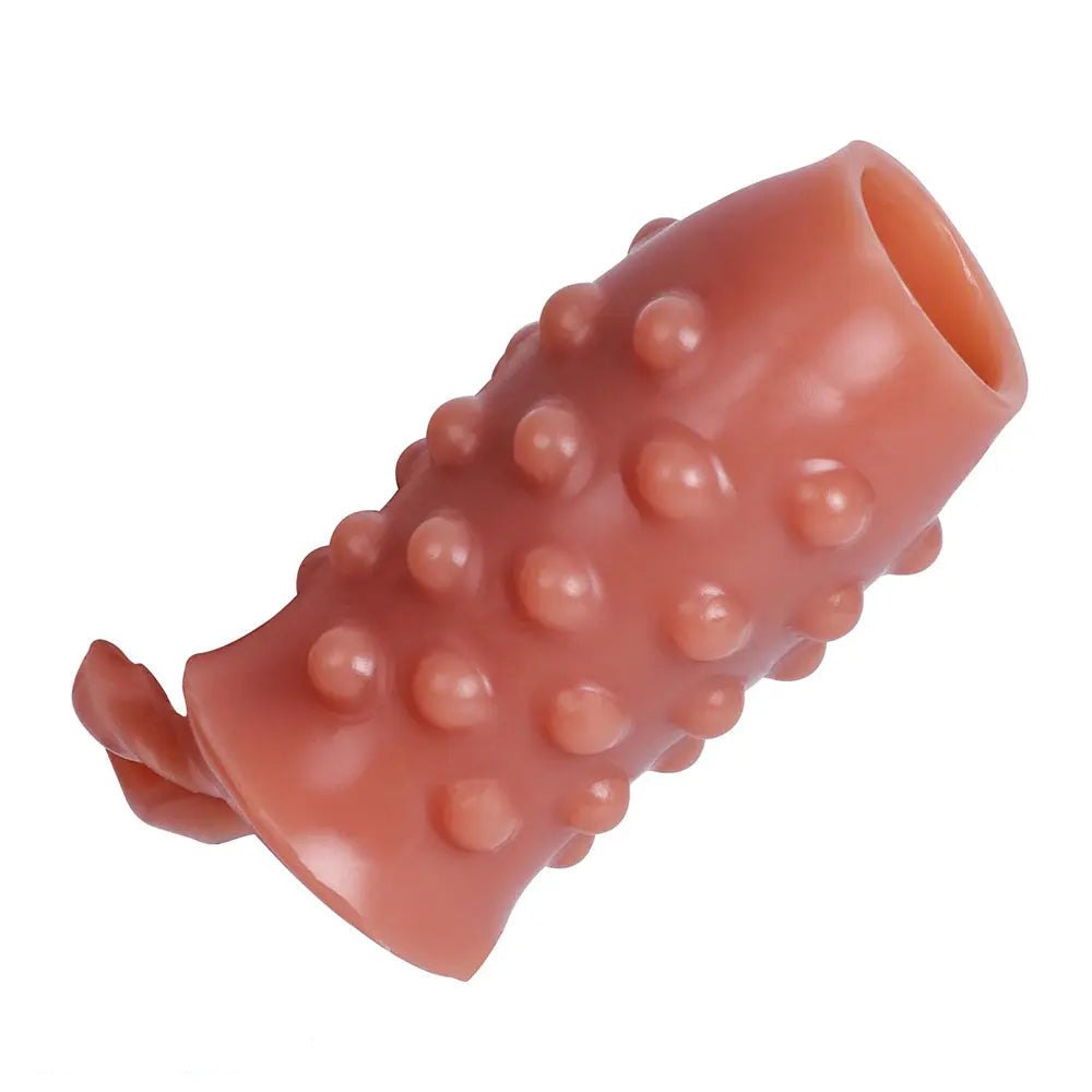 Flesh ribbed penis extender sleeve, photo 11
