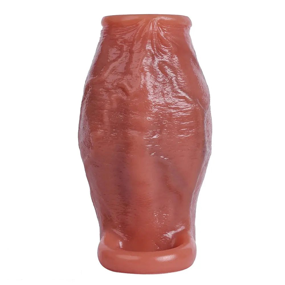 Flesh ribbed penis extender sleeve, photo 13