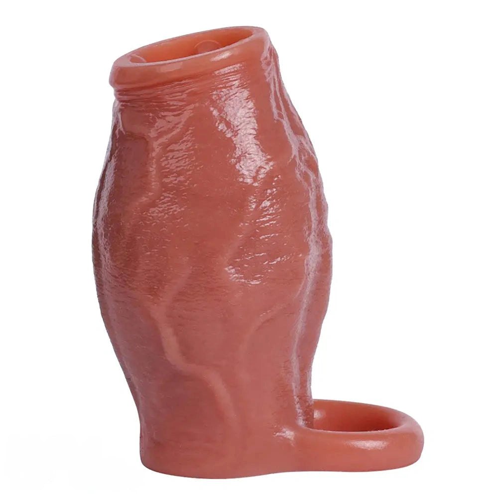 Flesh ribbed penis extender sleeve, photo 2