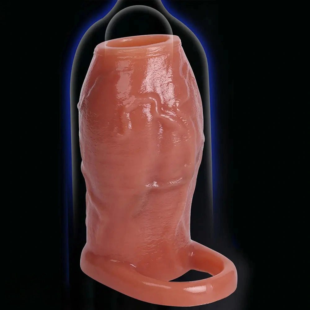 Flesh ribbed penis extender sleeve, photo 6