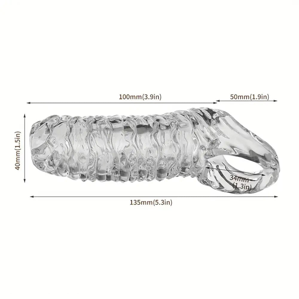 Clear ribbed tpe penis sleeve