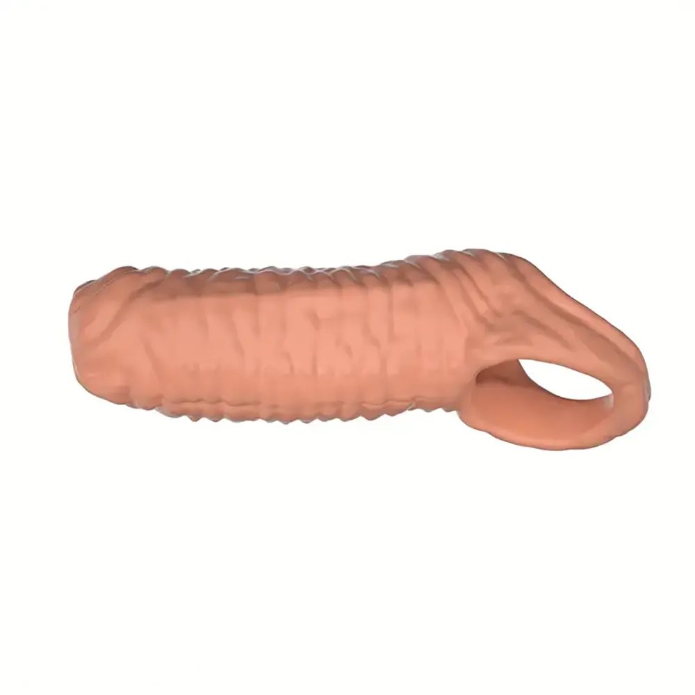 Flesh ribbed tpe penis sleeve