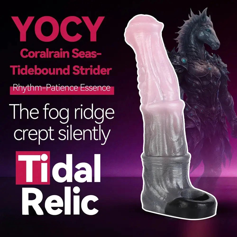Ribbed pink-to-gray ombre dildo, photo 2