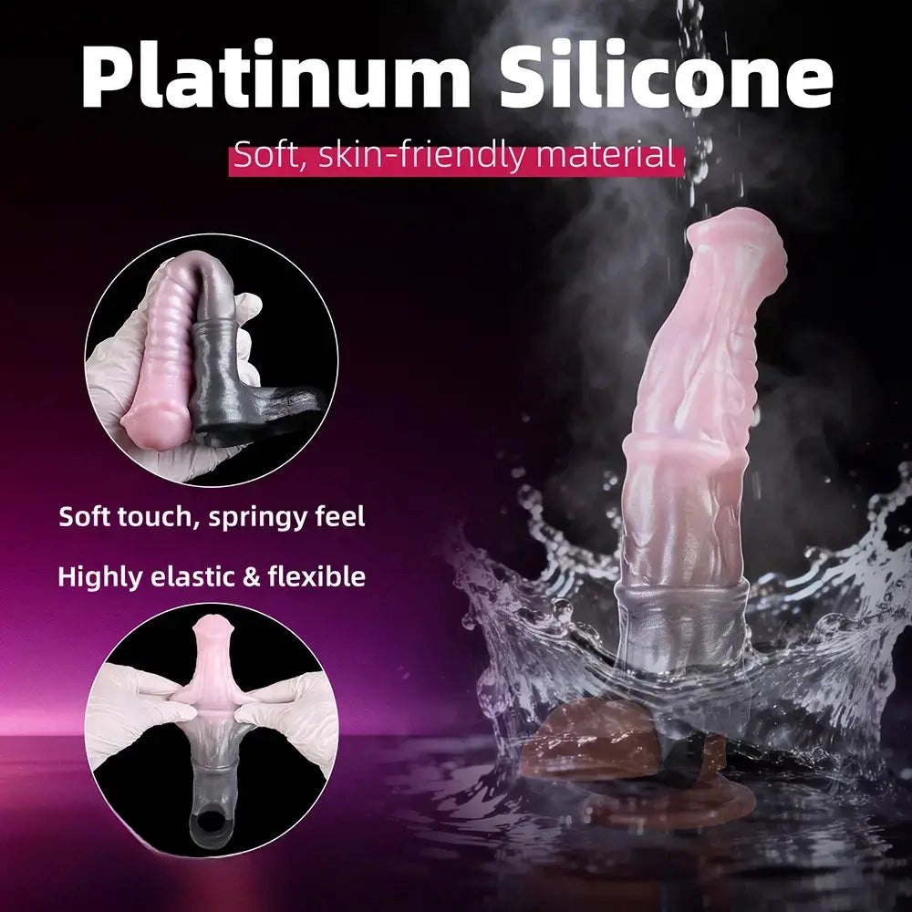 Ribbed pink-to-gray ombre dildo, photo 3