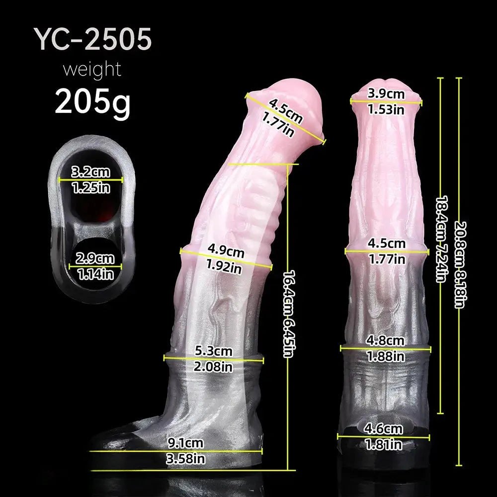 Ribbed pink-to-gray ombre dildo, photo 7