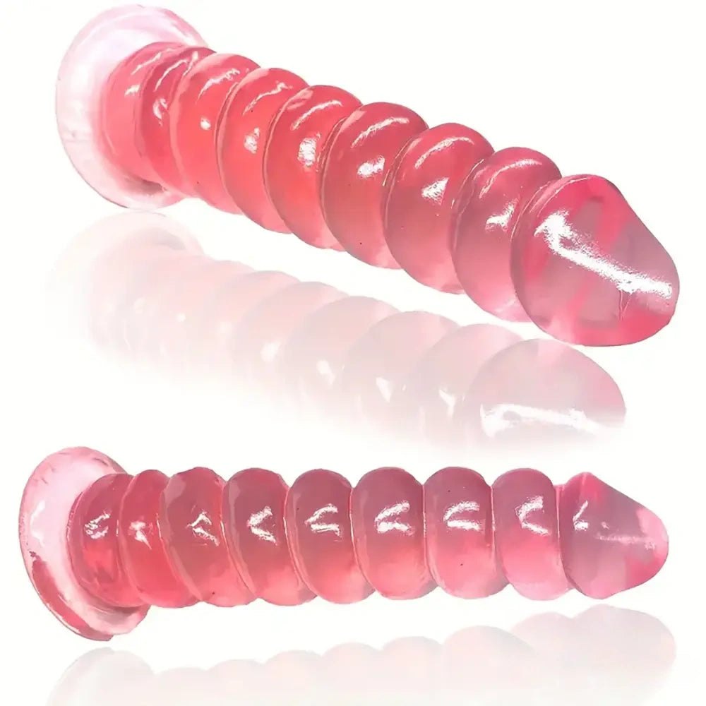 Ribbed pink tpe realistic dildo, photo 2