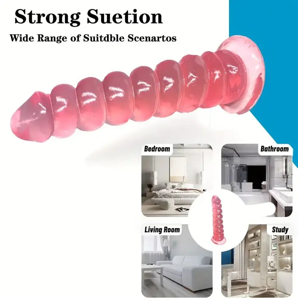 Ribbed pink tpe realistic dildo, photo 3