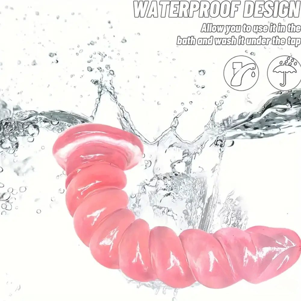 Ribbed pink tpe realistic dildo, photo 4