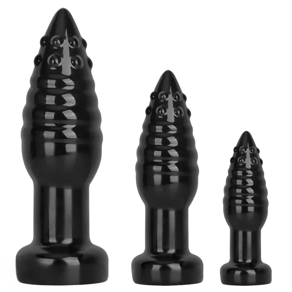 Black ribbed pvc anal dildo, photo 1