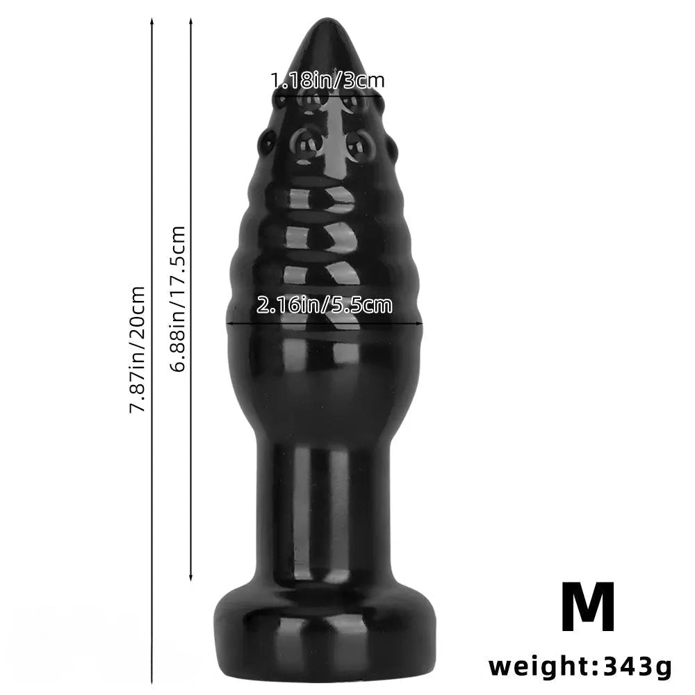 Black ribbed pvc anal dildo, photo 11