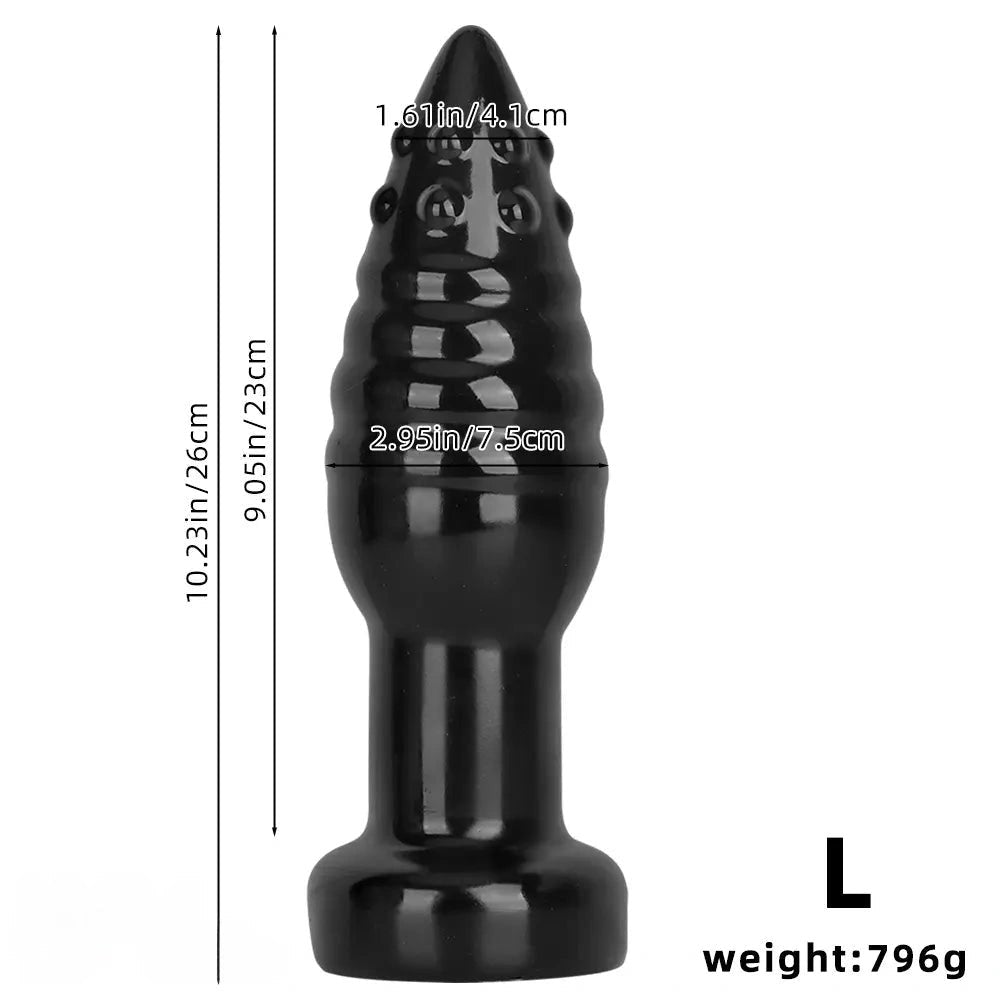 Black ribbed pvc anal dildo, photo 12