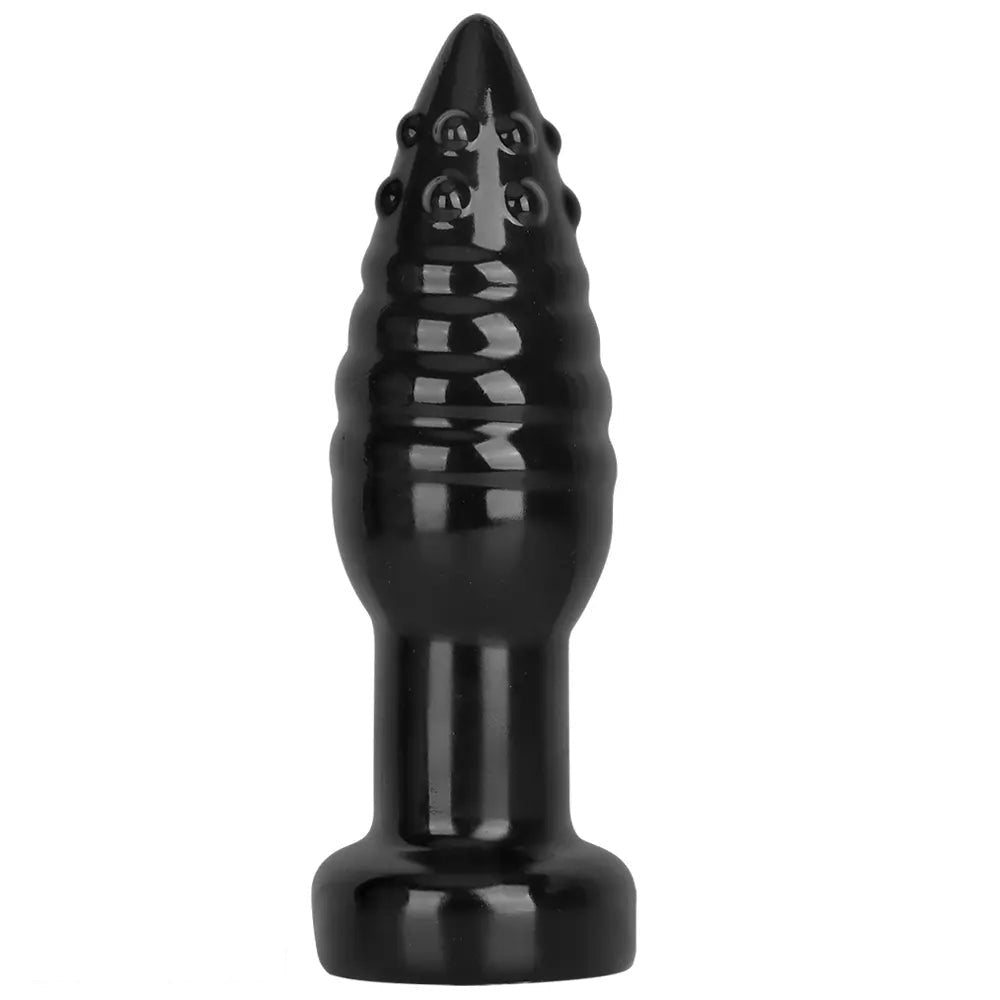 Black ribbed pvc anal dildo, photo 13